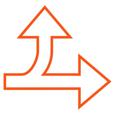 Yöne doğru bölünmüş ileri anahat vektör simgesi