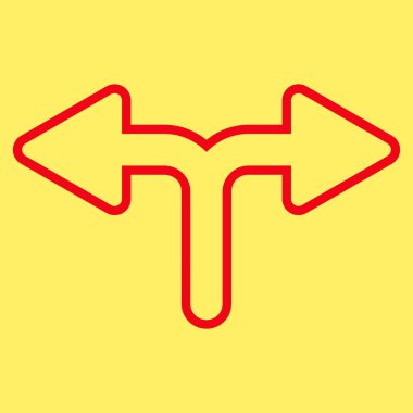 Sol çatallanma ok sağ kontur vektör simgesi