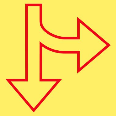 İnce çizgi vektör simgesi aşağı yön bölme