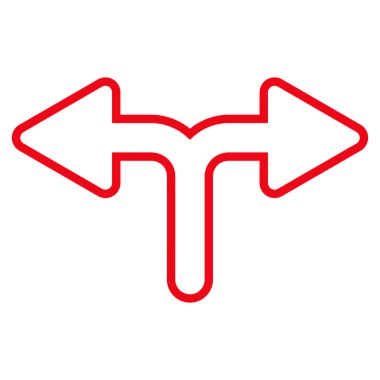 Bifurkasyon ok sol doğru anahat vektör simgesi