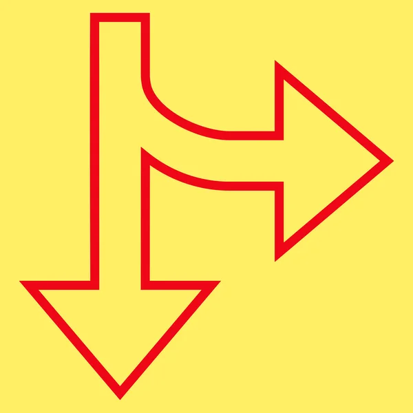 Split richting rechts beneden dunne lijn Vector Icon — Stockvector