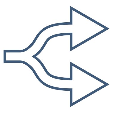 Kavşak ok doğru anahat vektör simgesi