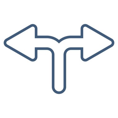 Sol çatallanma ok sağ kontur vektör simgesi