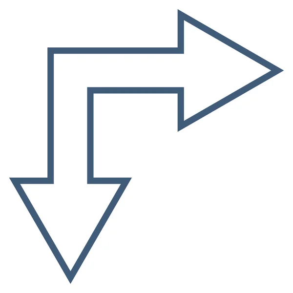 Choice Arrow Right Down Contour Vector Icon — Stock Vector