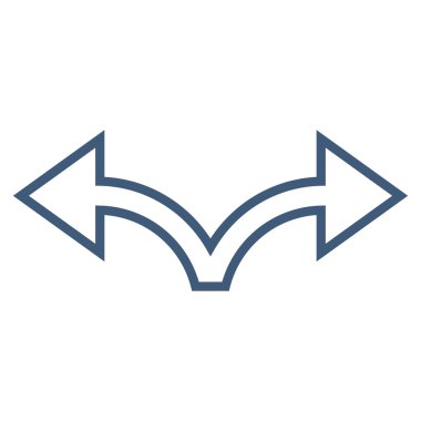 Bifurkasyon ok sol sağ kontur vektör simgesi