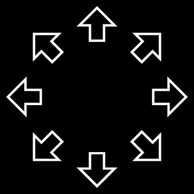 Radyal okları satırı vektör simgesi ince