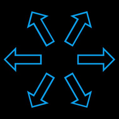 Radyal okları satırı vektör simgesi ince