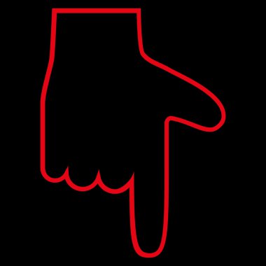 Kontur vektör simgesi aşağı el işaretçisi