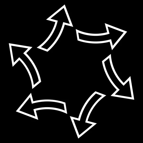 Vector de contorno de flechas centrífugas Icono — Vector de stock