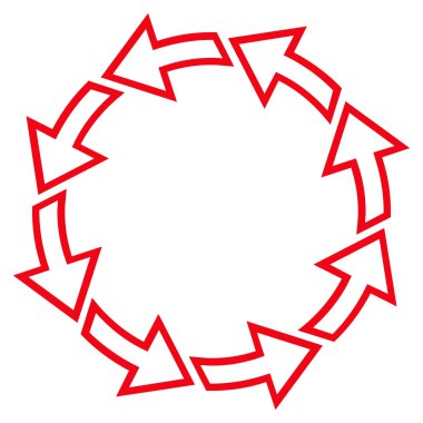 Döndürme oklarını kontur vektör simgesi