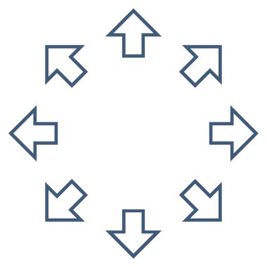 Radyal okları satırı vektör simgesi ince