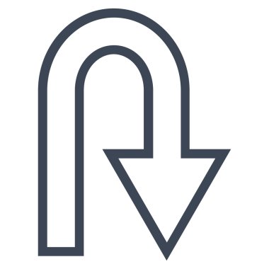 U dönüş kontur vektör simgesi