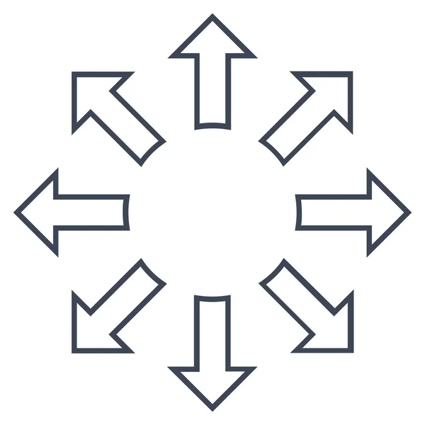 Explode Setas Contorno Ícone do vetor — Vetor de Stock