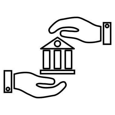 Banka hizmet anahat vektör simgesi