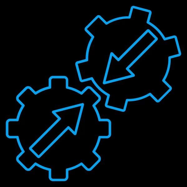 Vektorové ikony s ozubeným kolem integrace osnovy — Stockový vektor