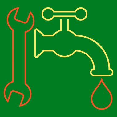 Sıhhi tesisat anahat vektör simgesi