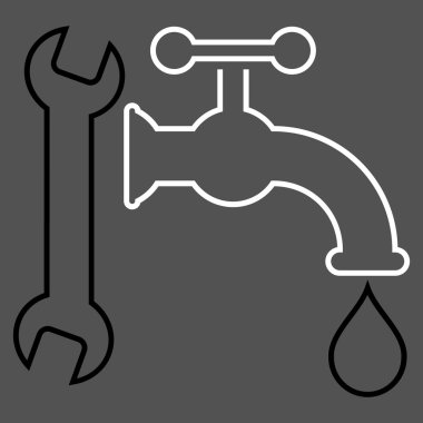 Sıhhi tesisat anahat vektör simgesi