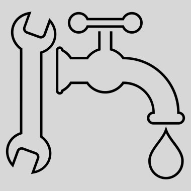 Sıhhi tesisat anahat vektör simgesi