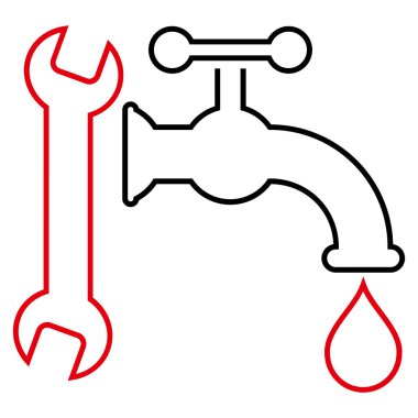 Sıhhi tesisat anahat vektör simgesi