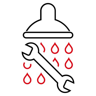 Duş sıhhi tesisat anahat vektör simgesi