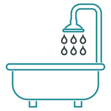 Duş Banyo anahat vektör simgesi