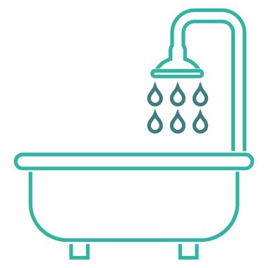 Duş Banyo anahat vektör simgesi