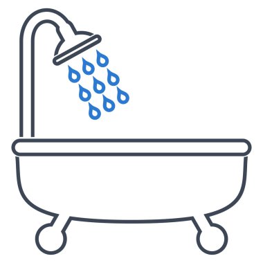 Duş Banyo anahat vektör simgesi