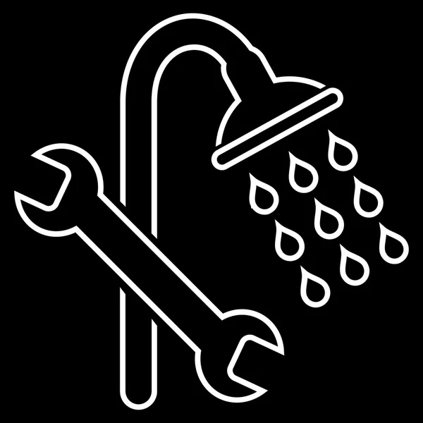 Shower Plumbing Outline Vector Icon — Stock Vector