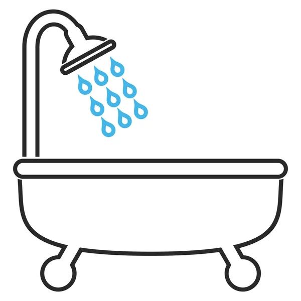 Icona vettoriale del profilo del bagno con doccia — Vettoriale Stock