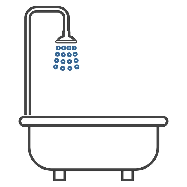 Shower Bath Outline Vector Icon — Stock Vector