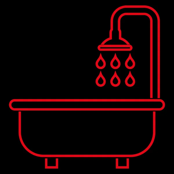 Icona vettoriale del profilo del bagno con doccia — Vettoriale Stock