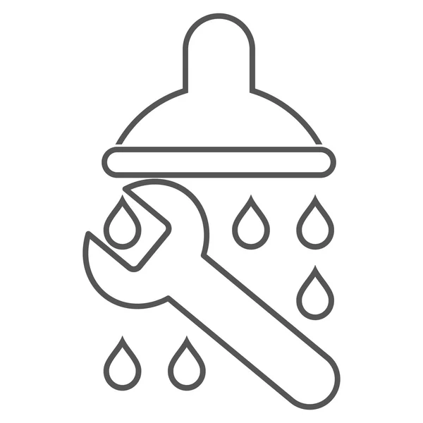 Dusche Sanitär Umriss Vektor Symbol — Stockvektor