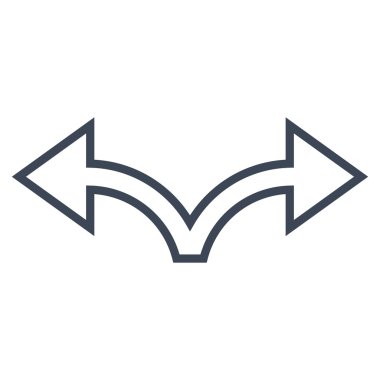 Bifurkasyon ok sol doğru anahat vektör simgesi