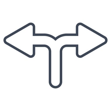 Bifurkasyon ok sol şu ince çizgi vektör simgesi