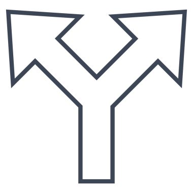 Bifurkasyon ok sol sağ kontur vektör simgesi