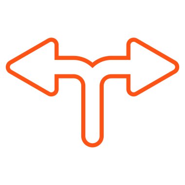 Bifurkasyon ok sol doğru anahat vektör simgesi