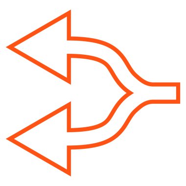 Kavşak ok sol ince çizgi vektör simgesi