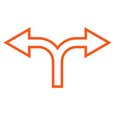 Split ok sol sağ kontur vektör simgesi