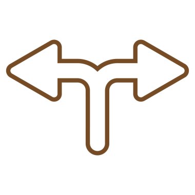 Bifurkasyon ok sol doğru anahat vektör simgesi