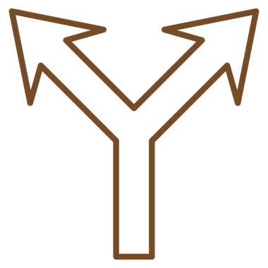 İnce çizgi vektör simge yukarı çatallanma ok