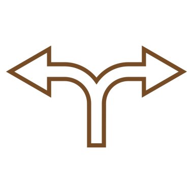 Split ok sol sağ kontur vektör simgesi