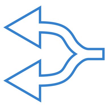 Kavşak ok sol kontur vektör simgesi