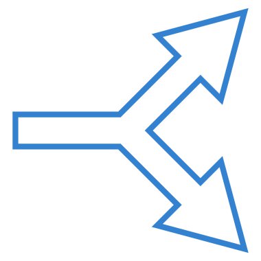 Kavşak ok doğru anahat vektör simgesi