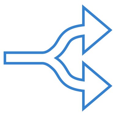 Oklar bölünmüş sağ kontur vektör simgesi