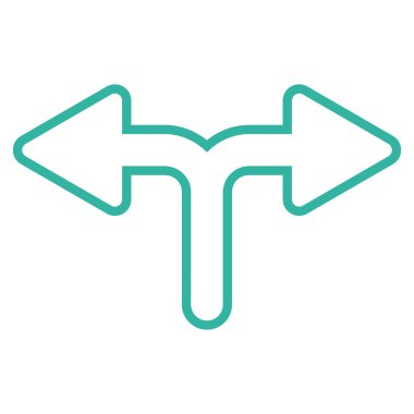 Bifurkasyon ok sol doğru anahat vektör simgesi