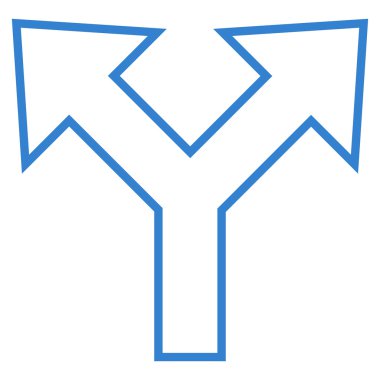 Bifurkasyon ok sol sağ kontur vektör simgesi