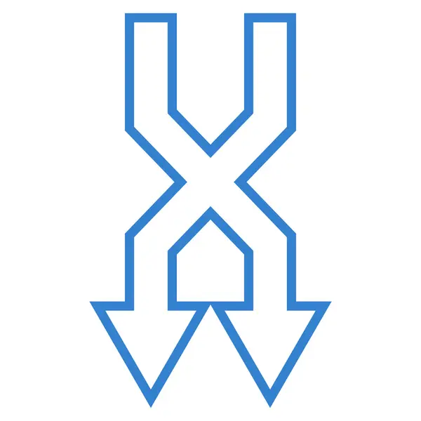 Flechas de barajar hacia abajo línea delgada Vector icono — Vector de stock