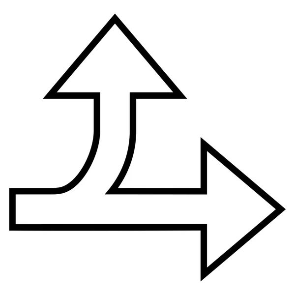 Icône vectorielle de ligne mince vers l'avant droite de direction divisée — Image vectorielle