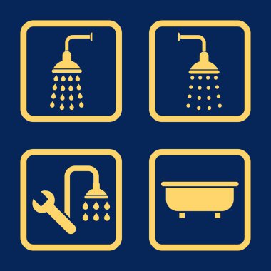 Duş banyo düz kare vektör simgesi