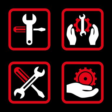 Düz kare vektör simgesi hizmet araçları